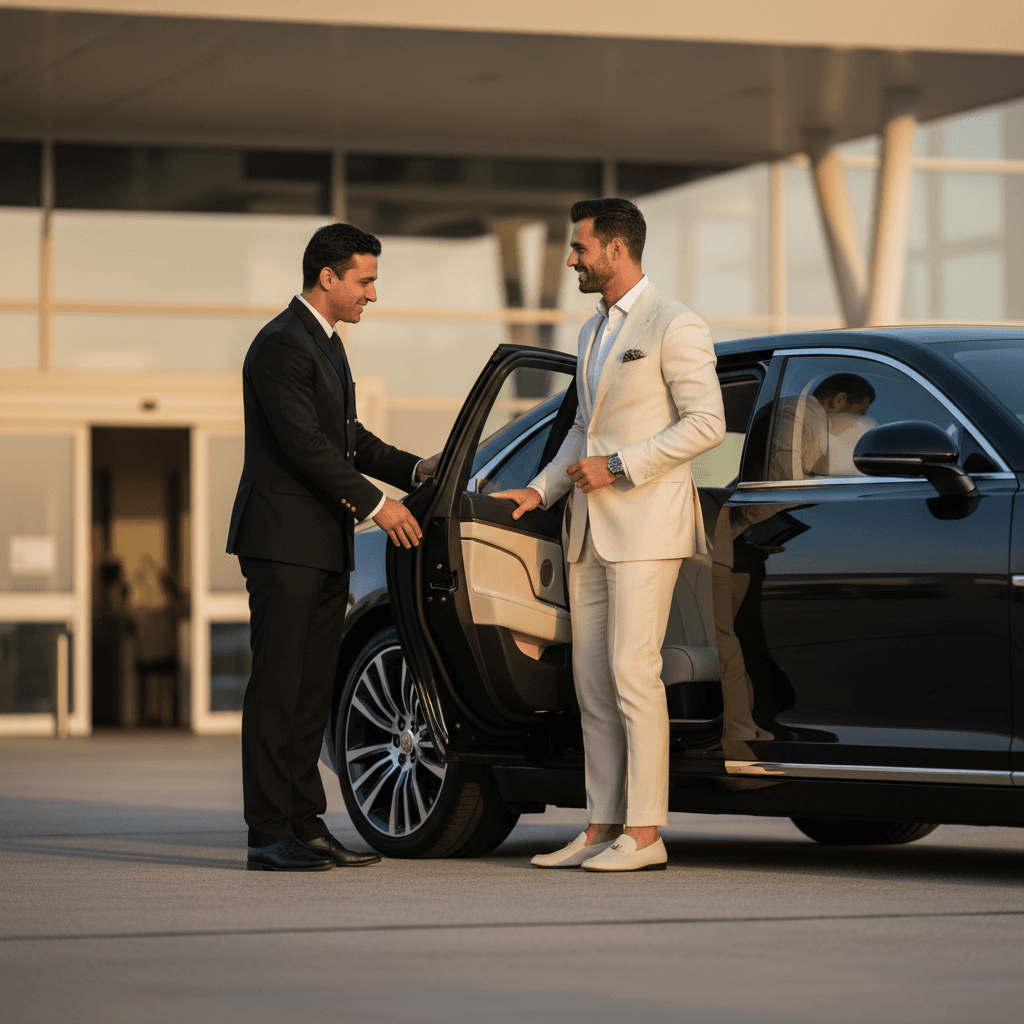Passenger boarding a premium car service